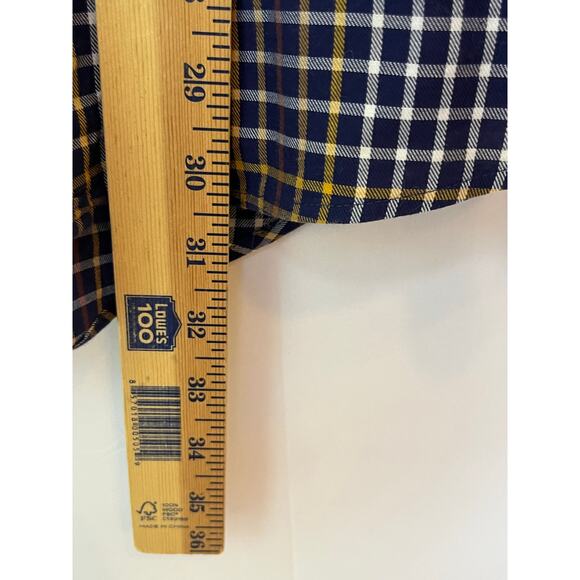 Peter Millar Men's Size Large Blue/White Plaid Long Sleeve Button Down Shirt - Picture 6 of 6